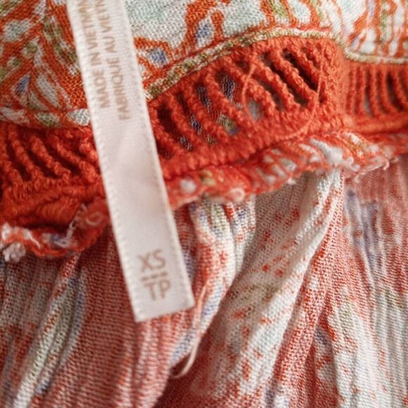 FREE PEOPLE MOONLIGHT DANCE ORANGE & CREAM TUNIC SZ.XS EUC - Picture 10 of 10